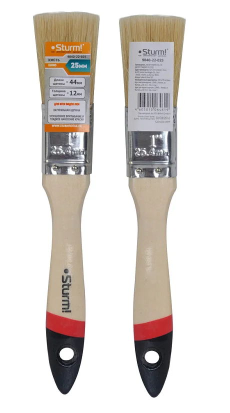 Sturm Кисть плоская "Euro" 1" (25 мм), натуральная щетина 9040-22-025