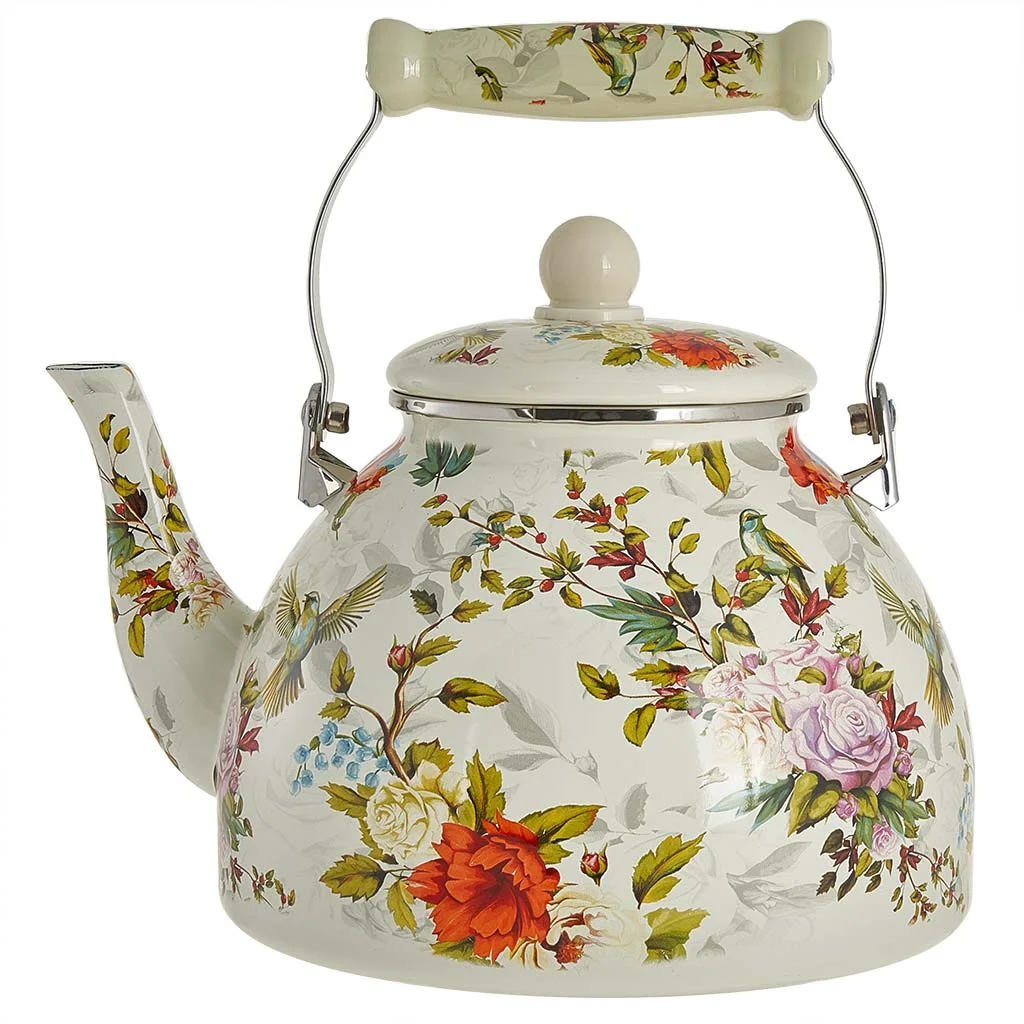 METALLONI Чайник 4 л эмалированный с керамической ручкой Цветы EM-1339