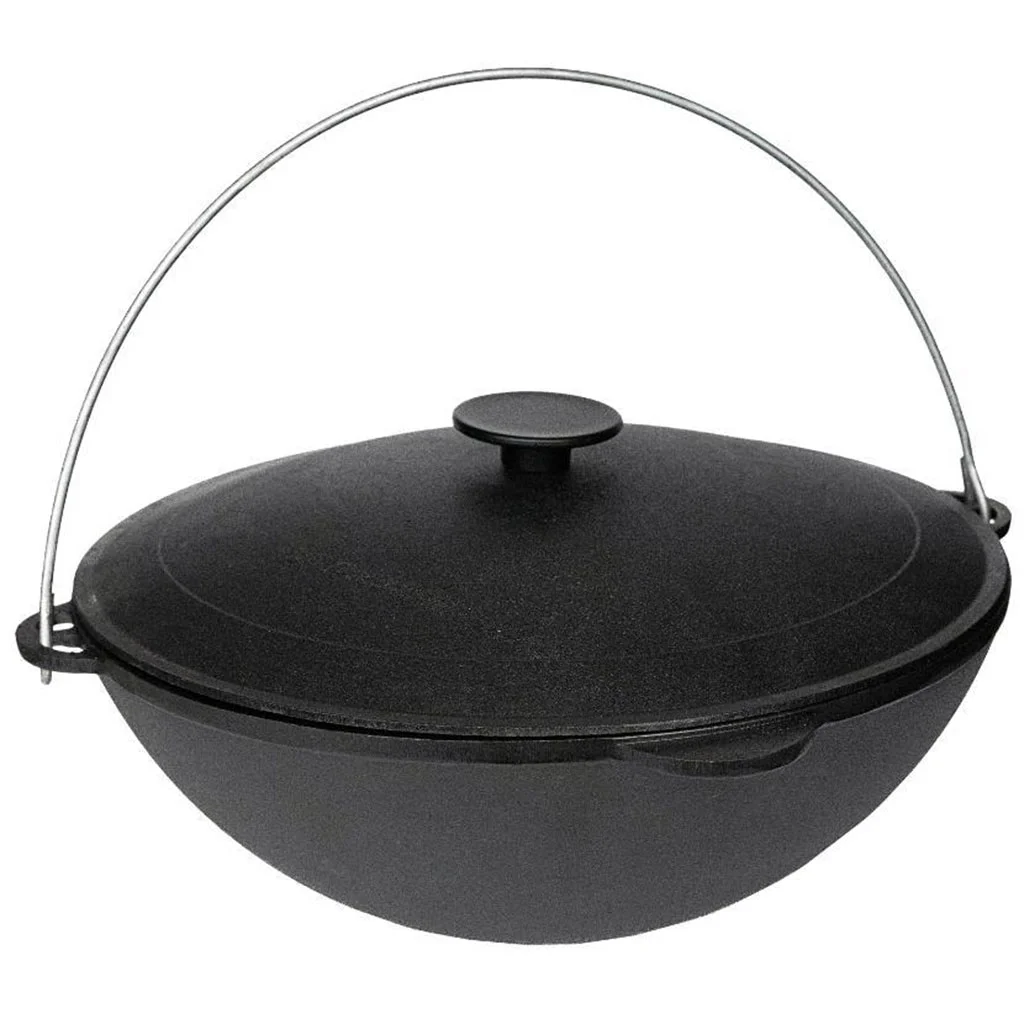 ГАРДАРИКА Казан чугунный походный татарский 12 л с чугунной крышкой 400 мм "Туризм" 1612-3