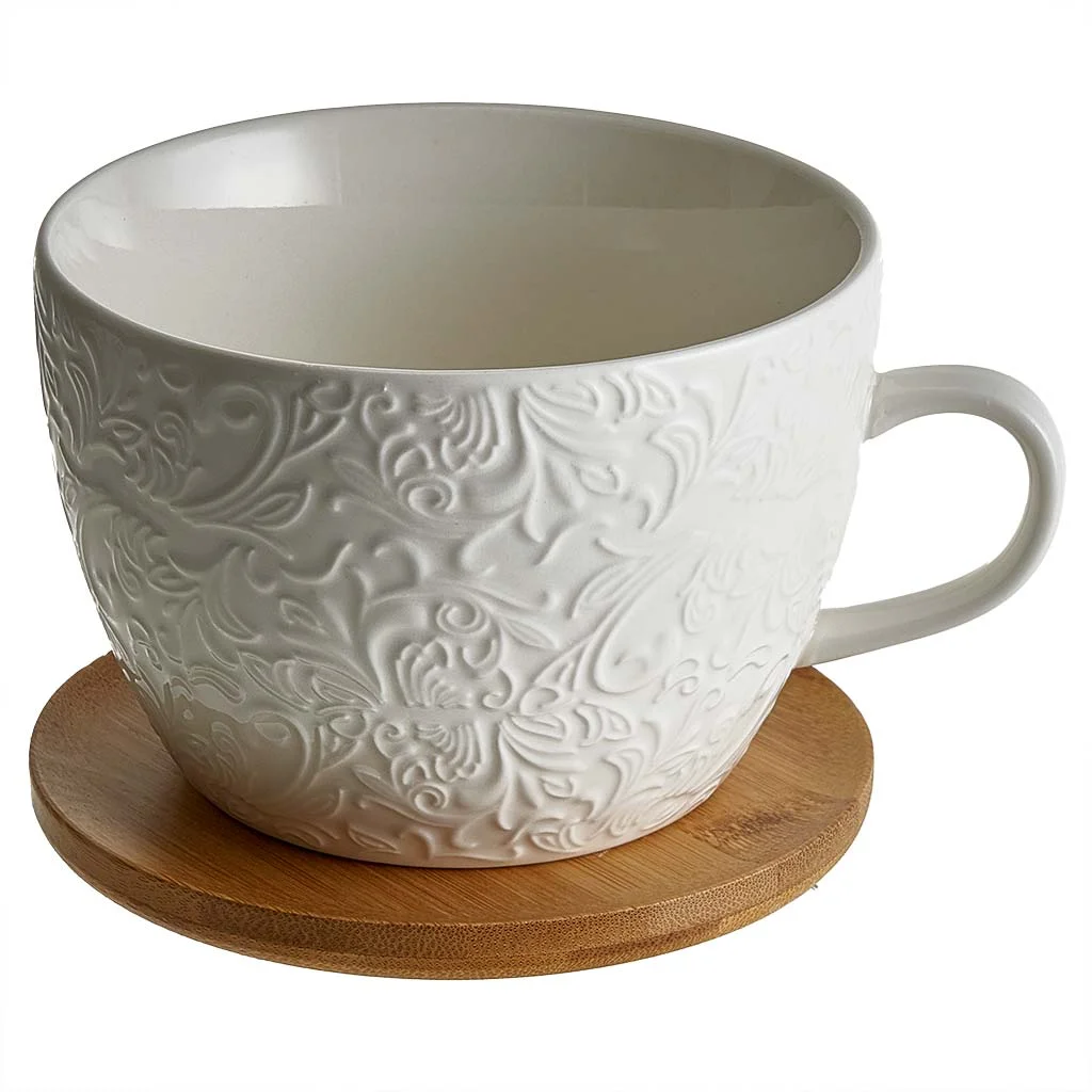 ALPENKOK Кружка для капучино 500 мл на бамбуковой подставке AK5-0035