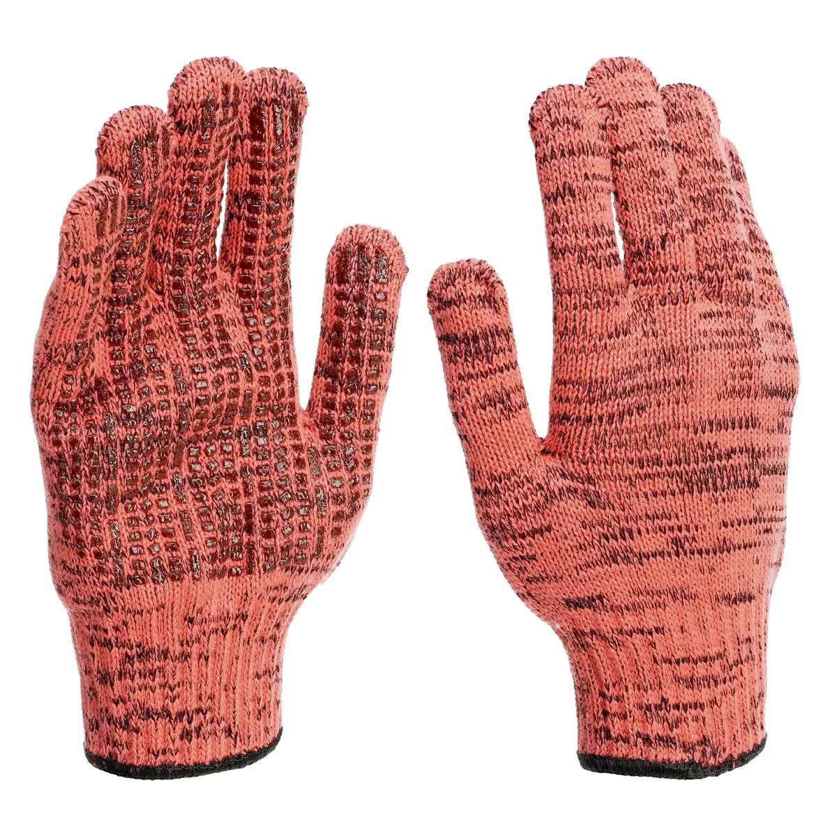 Сибртех Перчатки трикотажные, акрил, усиленные, ПВХ-гель Протектор, цвет: коралл, 10 класс 68196
