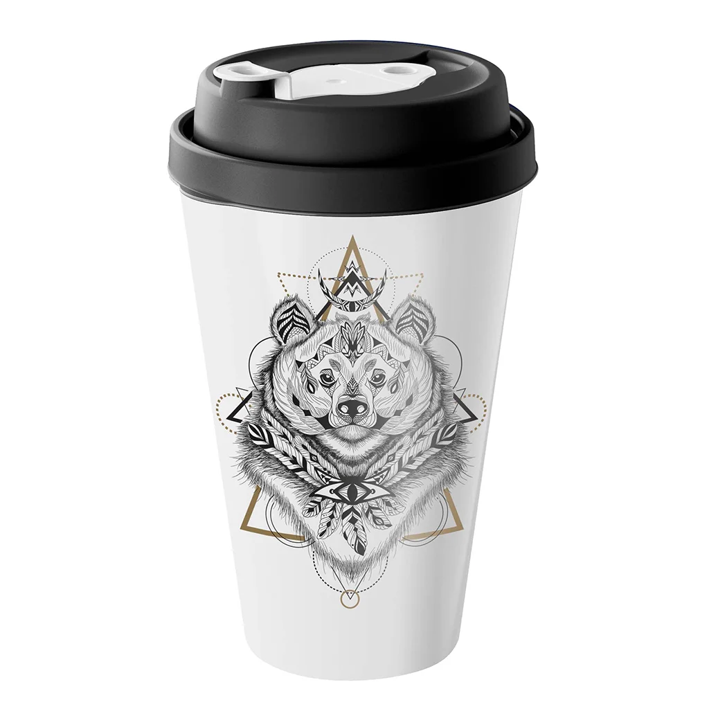 DELTA Стакан с крышкой 550 мл с декором с клапаном (черный) 223104130/01