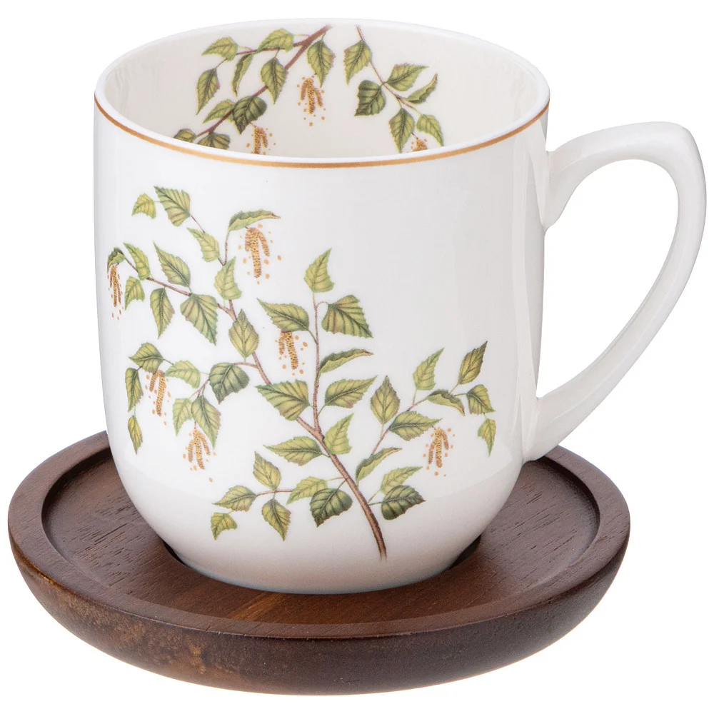 Lefard Кружка БЕРЕЗКИ на дерев. подставке 380мл 85-2017