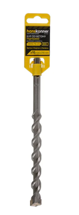 Hanskonner Бур SDS+ 16х210 HIGH SPEED плоский резец U спираль H9019-F16-210