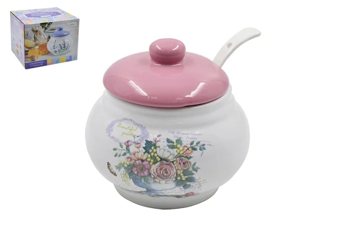 Lavenir Сахарница с ложкой Beautiful garden 600 мл, 12,5 см HC210-K48