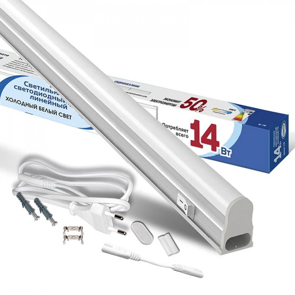 IONICH Светильник светодиодный линейный Т5 ILED-COCB-СПБТ5-1200мм-14Вт-1260Лм-230В-6500К-IP40