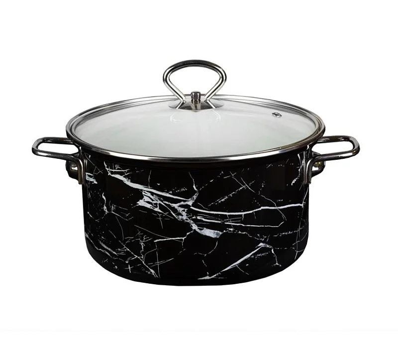 КМК Кастрюля 5,0л цил.об.(черн.) Черный мрамор 72315-563/4.01-У1