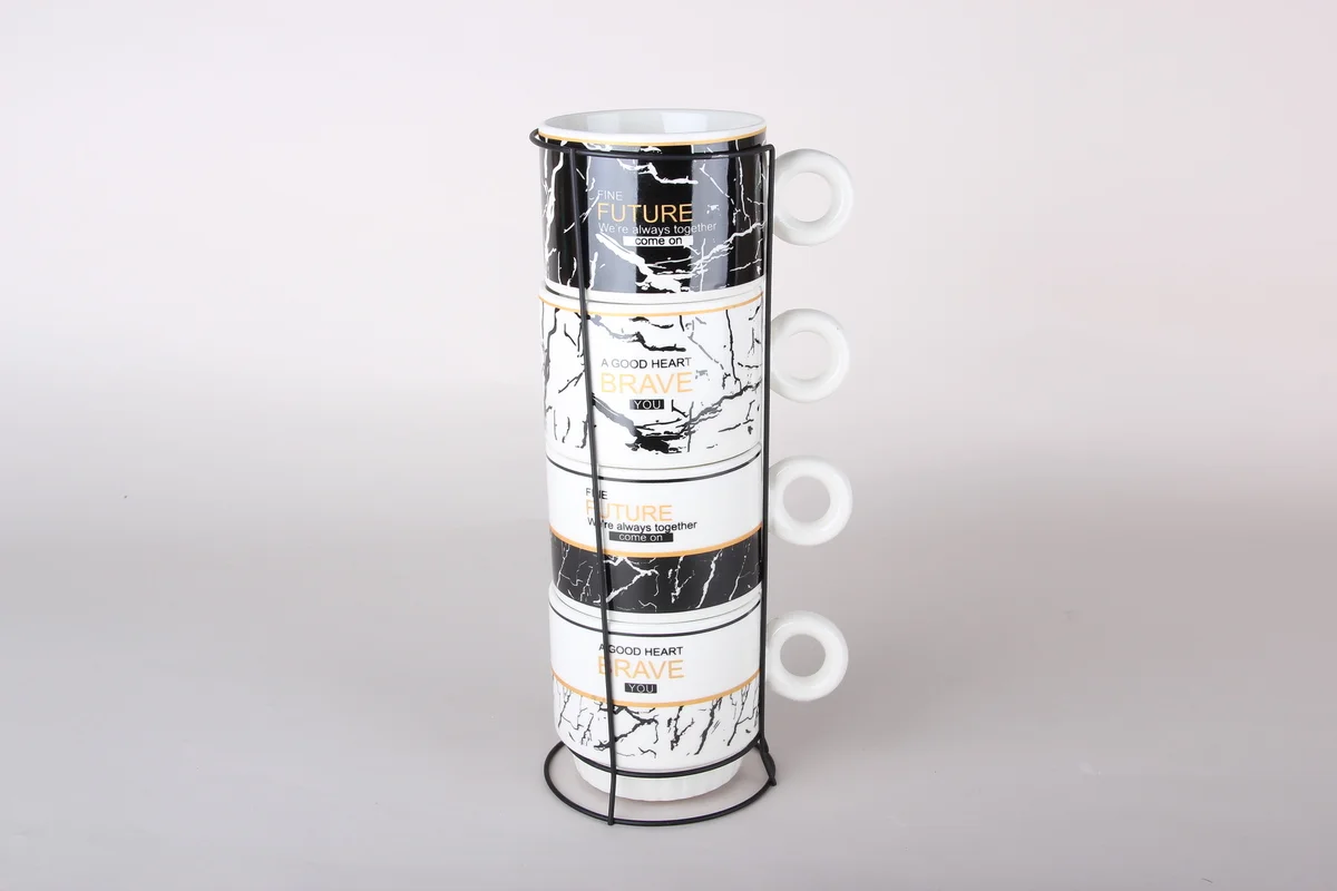 КОРАЛЛ Набор кружек на металлической подставке (4 шт) 200 мл Future and Brave 7494