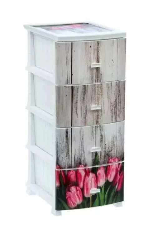 РОССПЛАСТ Комод 4 секции Тюльпан РП-421 белый