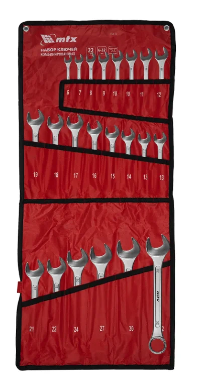 Matrix Набор ключей комбинированных 6-32 мм, 22 шт., кованые, матовый хром 15415