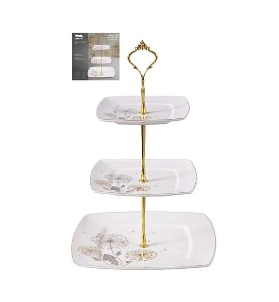 Lavenir Ваза для фруктов 3-х ярусная Одуванчики квадрат 222-671