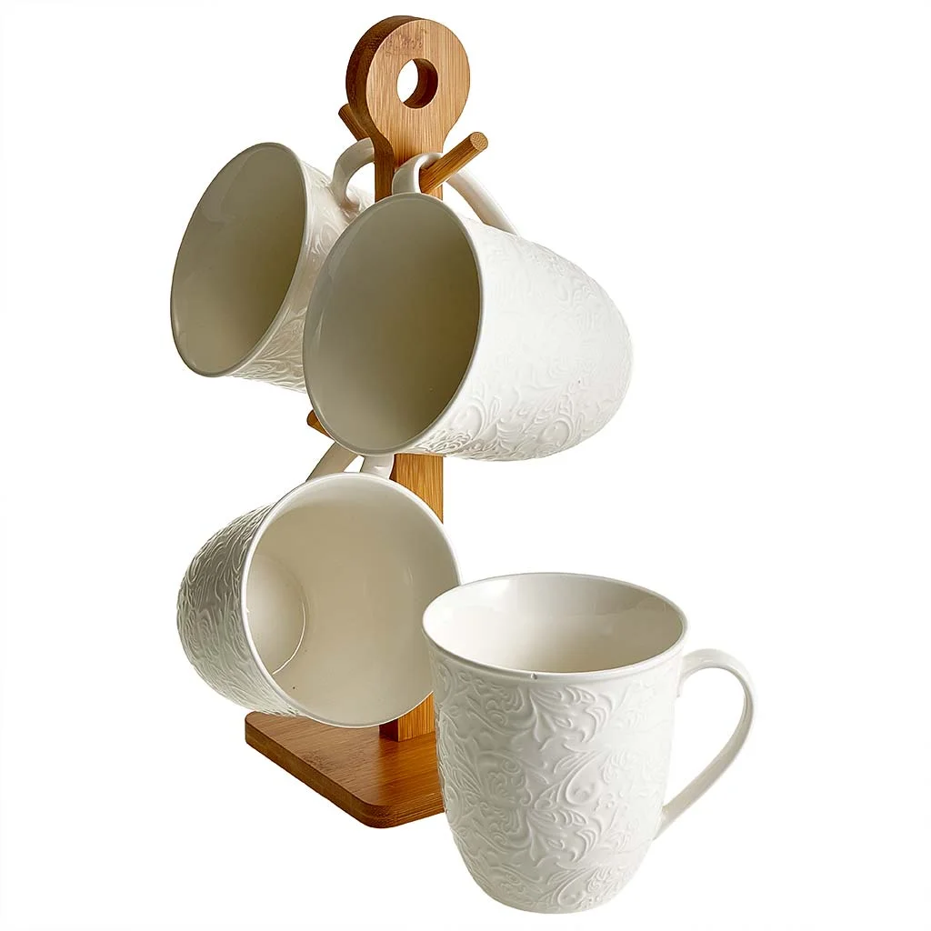 ALPENKOK Набор из 4 кружек (380 мл) на бамбуковой подставке AK5-0032