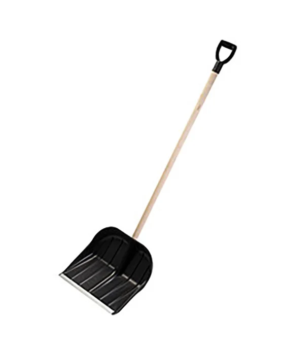 Mallony Лопата снег. пласт.410х360 (в сборе с мет. пл, с дер.чер.1с. и V-пл.ручкой), Снежок№2 109142-SK