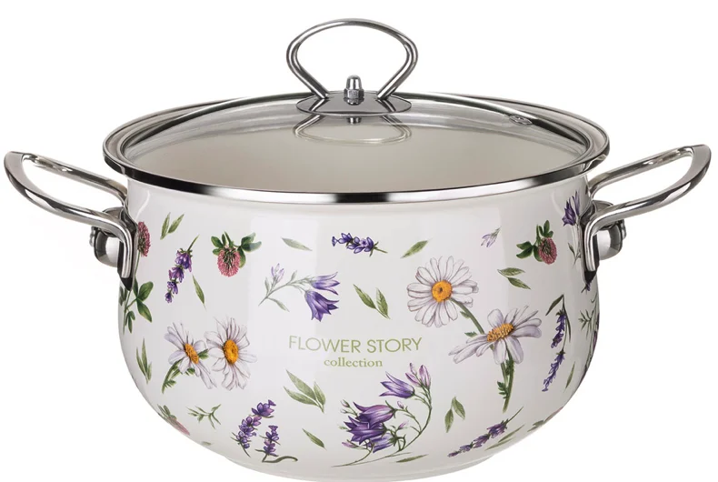 Lefard Кастрюля Agness Эмалированная Со Стеклянной Крышкой Серия Flower Story, 3,8 Л Диа. 22См 943-098