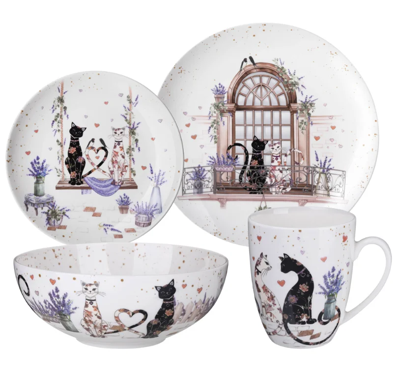 Lefard Набор Посуды Обеденный Лавандовые Коты На 4 Пер. 16 Пр. 425-170