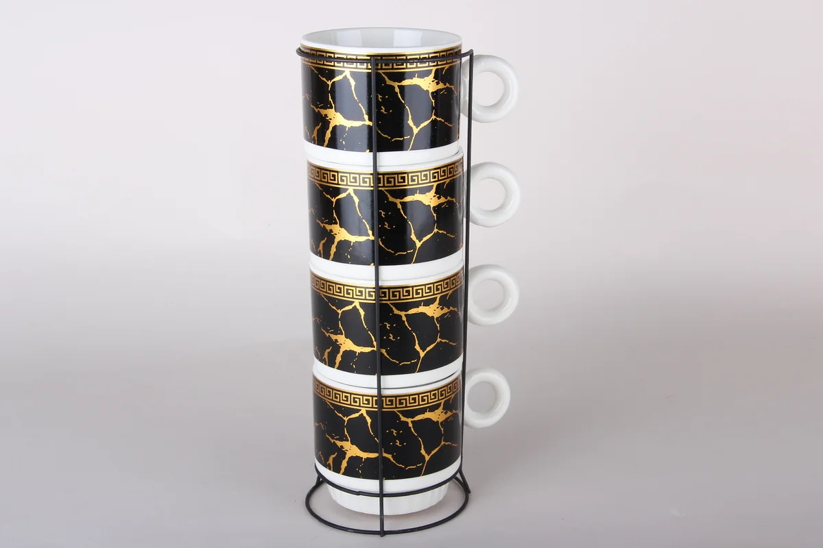 КОРАЛЛ Набор кружек на металлической подставке (4 шт) 200 мл 7496