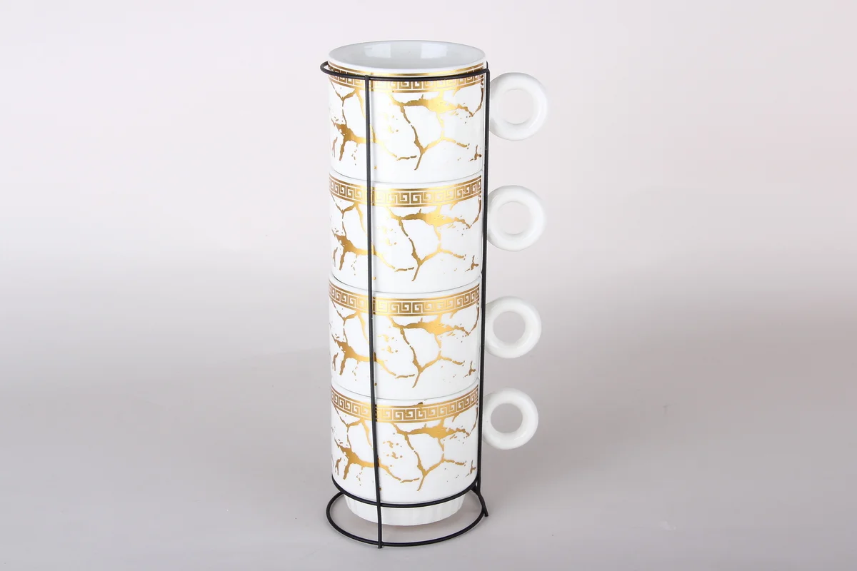 КОРАЛЛ Набор кружек на металлической подставке (4 шт) 200 мл 7497