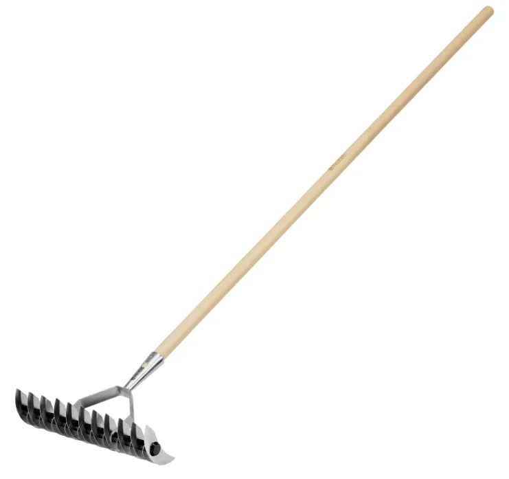 Palisad Грабли двусторонние аэраторные, стальные, зубъя 11/21шт, 340 мм, деревянный черенок, BASE 61816