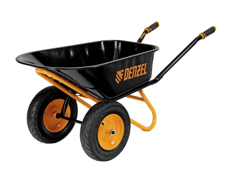 Denzel Тачка строительная, усиленная, объем 120 л, 350 кг, двухколесная, колесо 16х4.00-8 689365