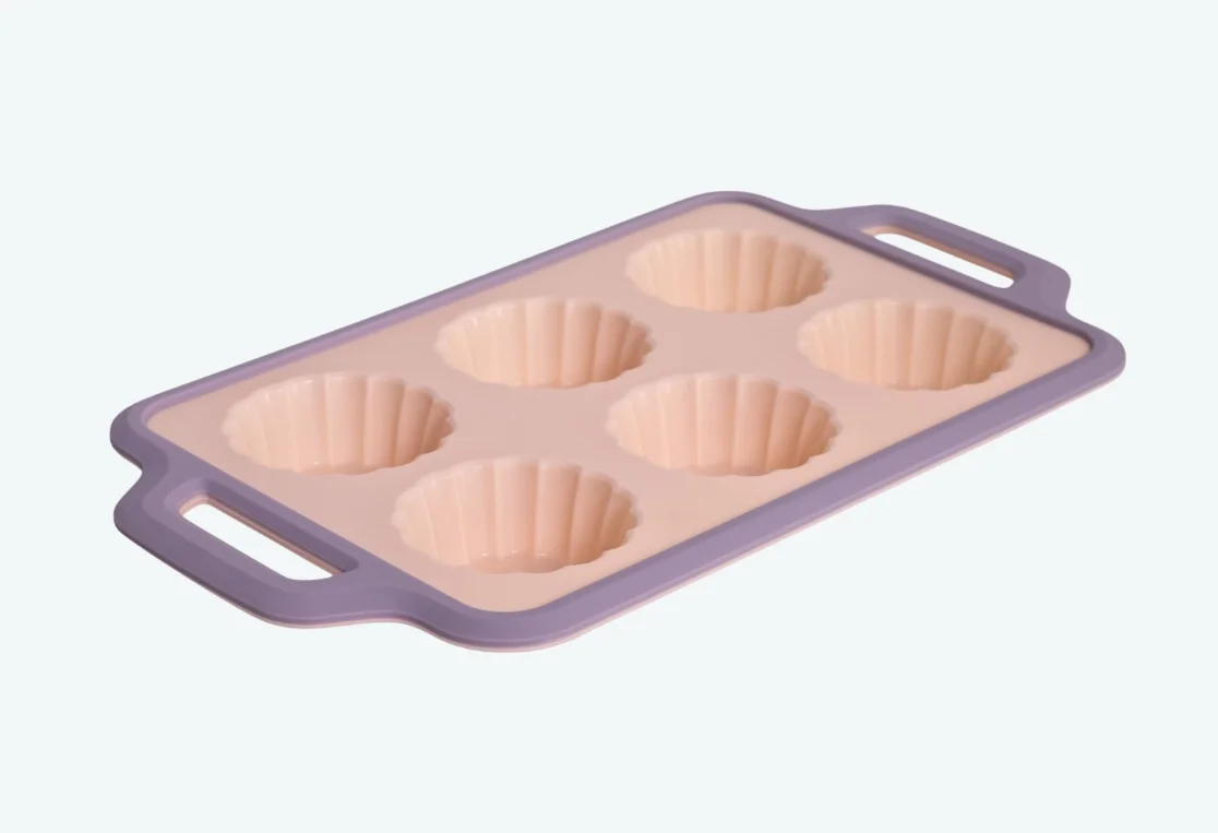 ATTRIBUTE Форма для выпечки мини кексов AURORA 6шт 34x19,5x3cм силиконовая с металлической рамкой ABA111