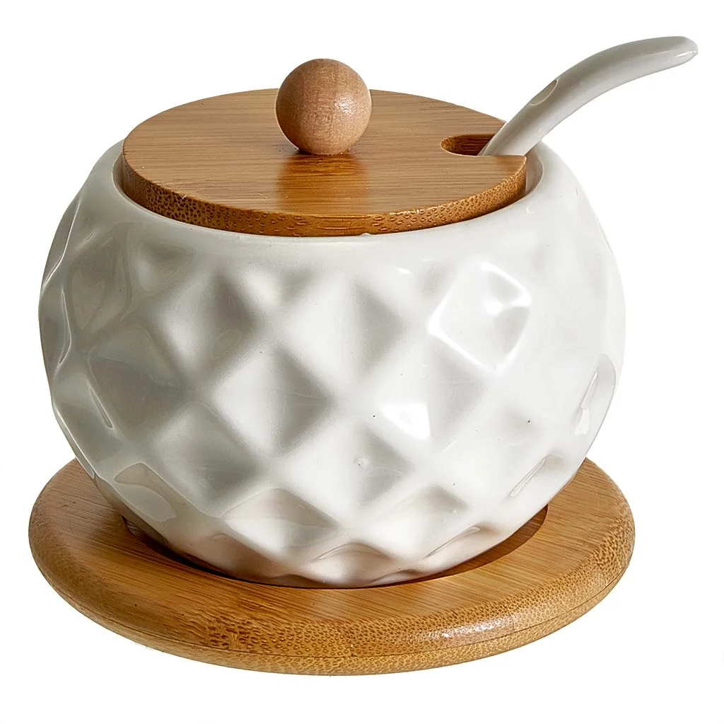 ALPENKOK Сахарница (250 мл) с ложкой на бамбуковой подставке AK5-0011