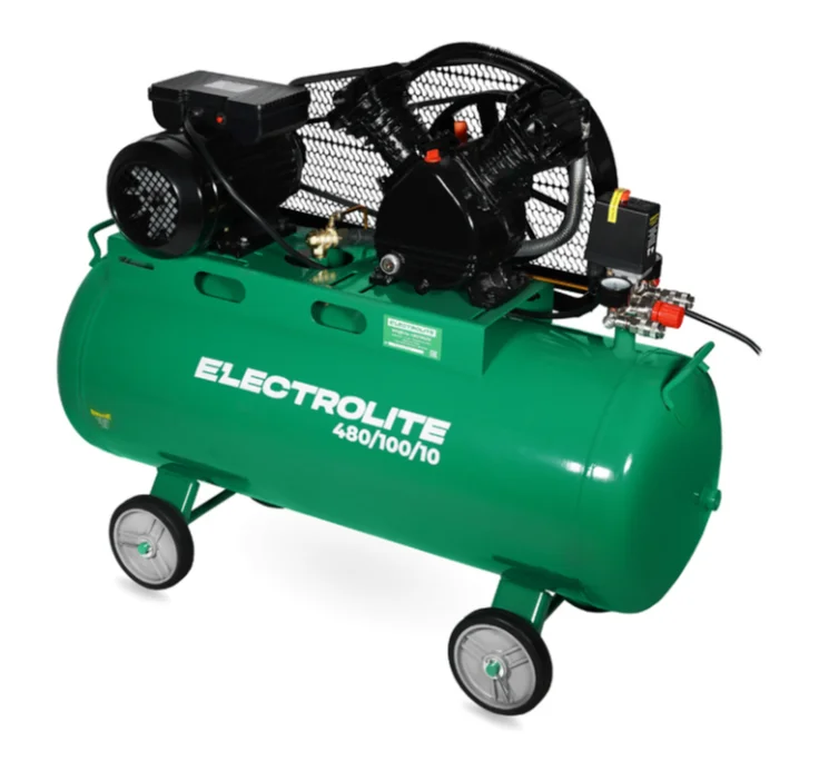 ELECTROLITE Компрессор 480/100/10 (2200 Вт, 480 л/мин, 10 бар, ресивер 100 литров, голова чугун, корпус мотора чугун, обмотка медь)