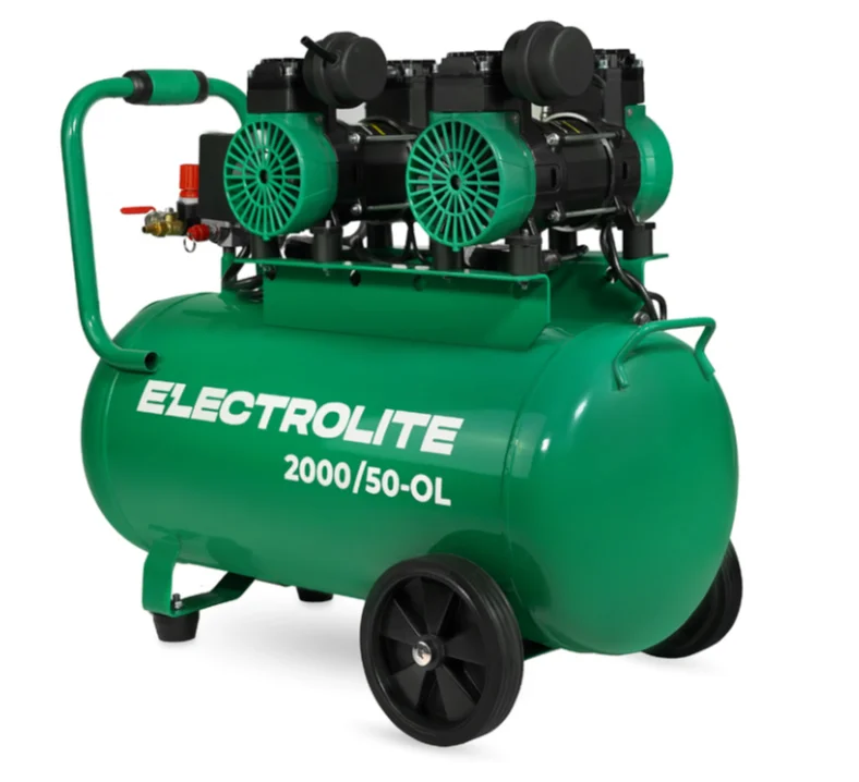 ELECTROLITE Компрессор 2000/50-OL(220В, 2кВт, 8 бар, 300л/м, 1380об/м, рисивер 50л, 2цилиндр)