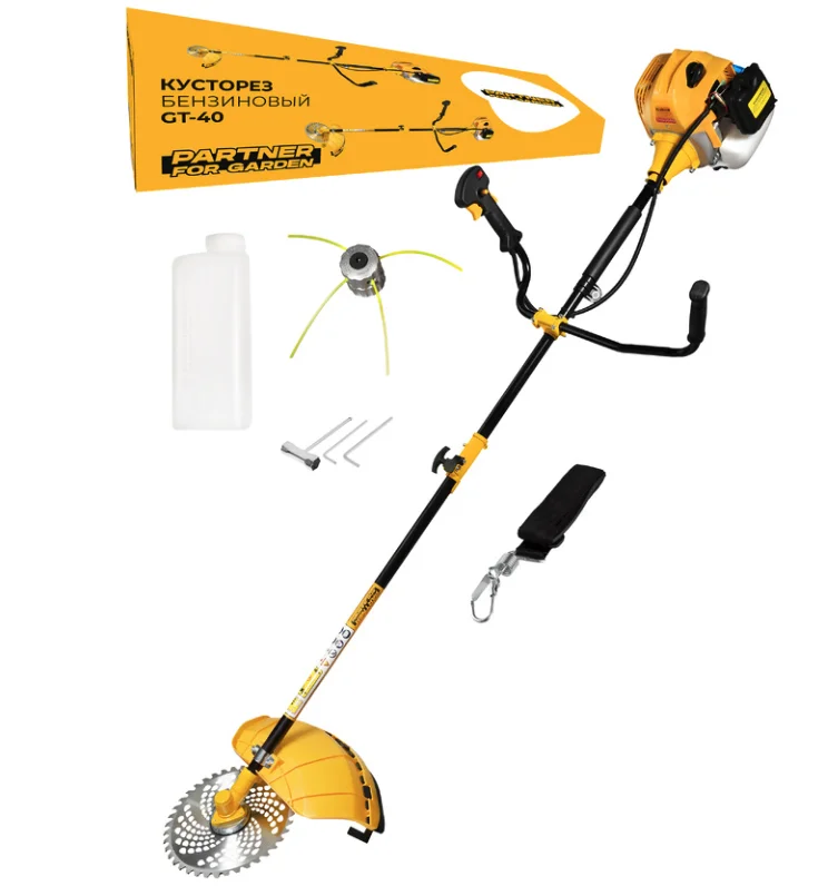 Partner Мотокоса for garden GT 40 (43 см3, 1.6 кВт, 2.2 л/с, max диаметор лески 5 мм, разборная штанга, нож 40Т, катушка "паук", ремень через плечо)