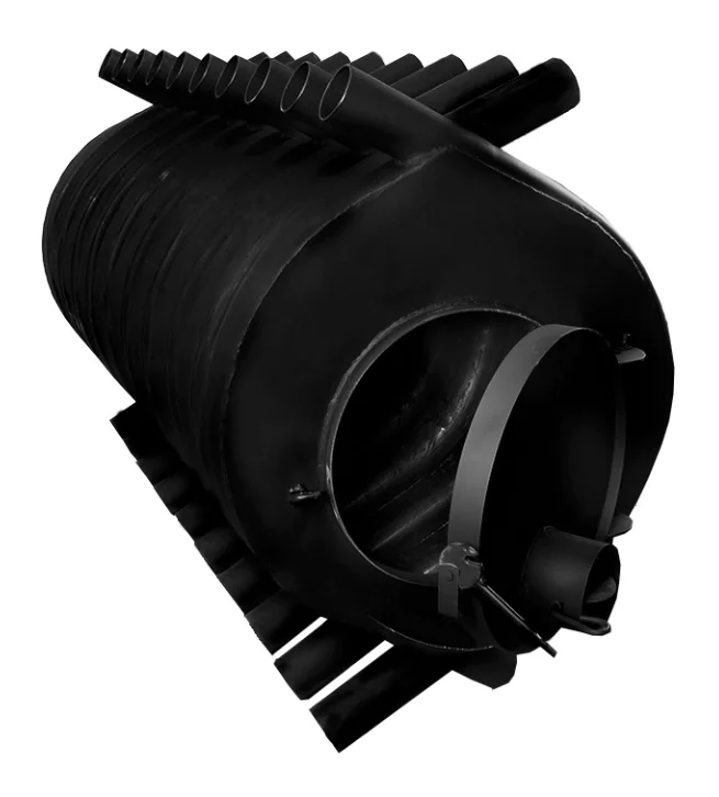 ELECTROLITE Печь ПДГ-1000 (100кВт/ч, помещ.1000куб.м, трубы 16шт/76мм, топка 0,2куб.м, мак.дл.дров 1200мм, d дымох.150мм)