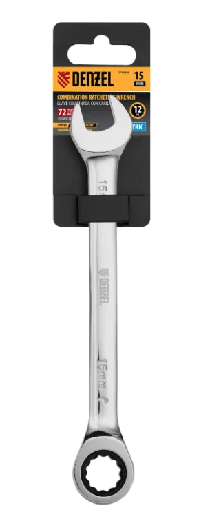 Denzel Ключ комбинированный, с трещеткой, 15 мм 7714808