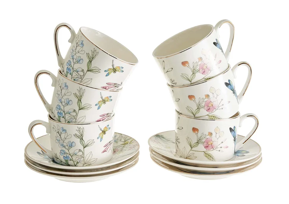 BEATRIX Чайный набор 12 предметов (250 мл) Стрекоза, белый, МЛ119P/6 в подарочной коробке