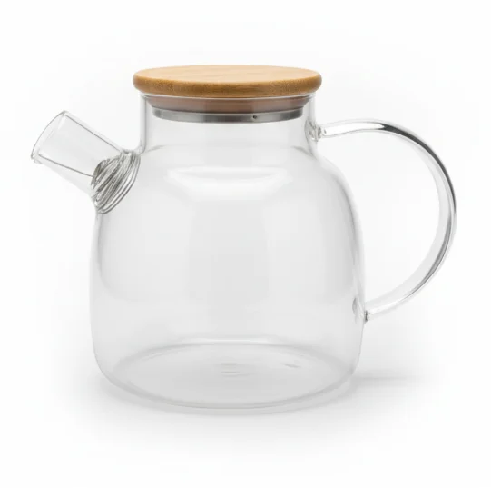Kamille Стеклянный заварочный чайник 1500 мл. с бамбуковой крышкой KM 9030M