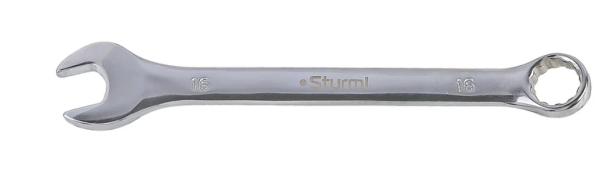 Sturm Ключ комбинированный гаечный 16мм, Cr-V, хромированный, 1045-35-16