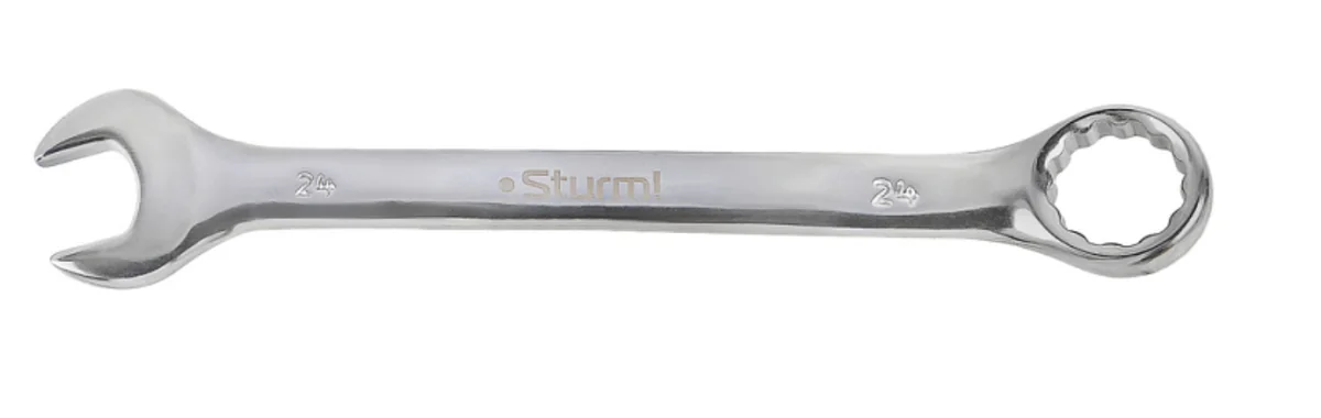 Sturm Ключ комбинированный гаечный 24мм, Cr-V, хромированный, 1045-35-24