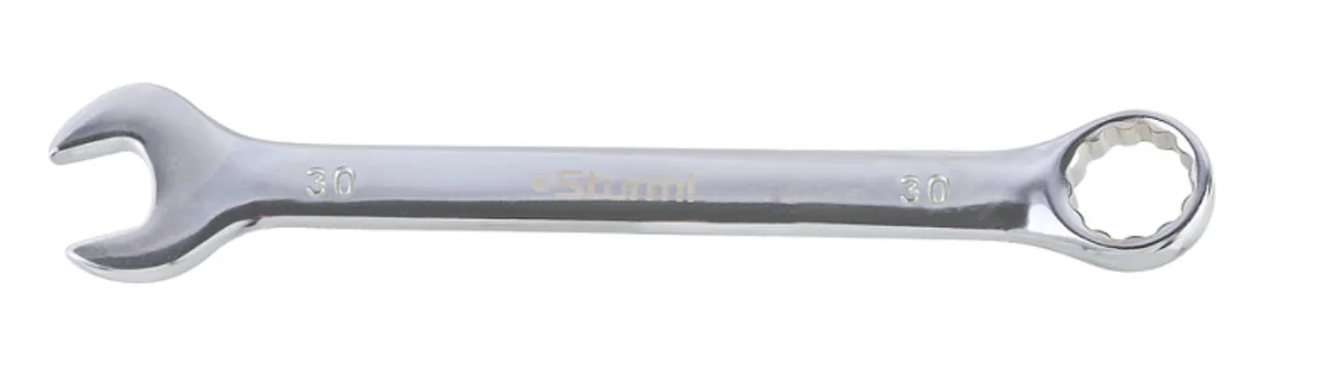 Sturm Ключ комбинированный гаечный 30мм, Cr-V, хромированный, 1045-35-30