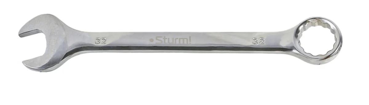Sturm Ключ комбинированный гаечный 32мм, Cr-V, хромированный, 1045-35-32