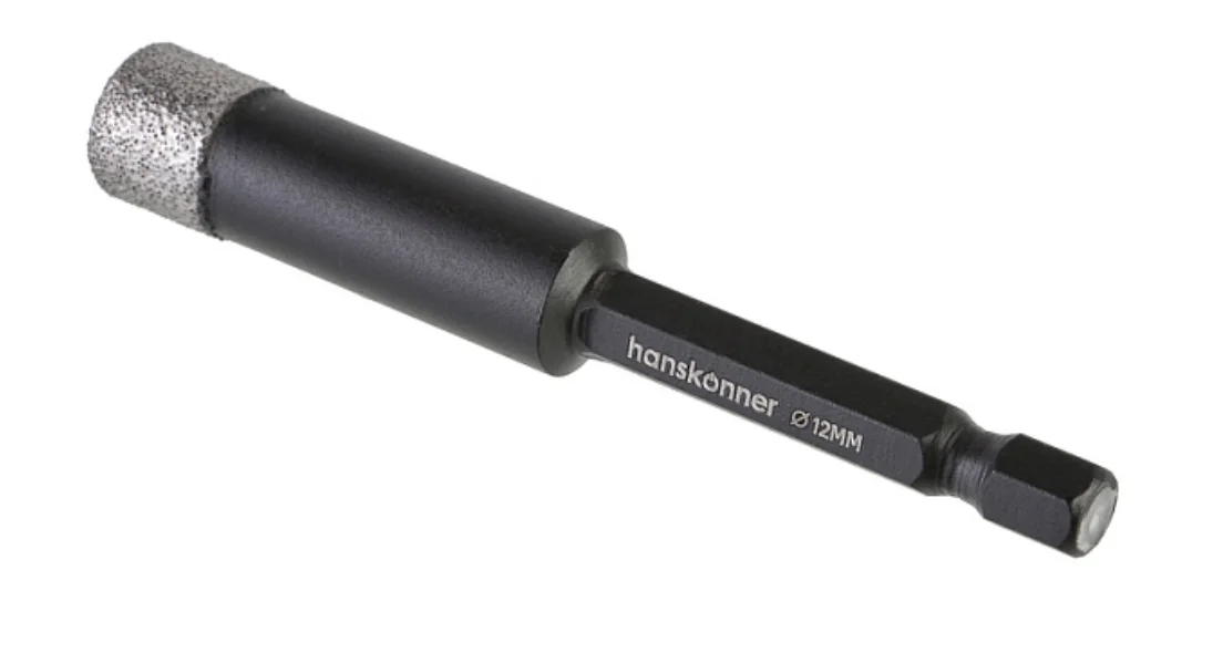 Hanskonner Коронка алмазная для дрели, TilePro, 12 мм, вакуумн. спекание алмазов, H1055-12-12