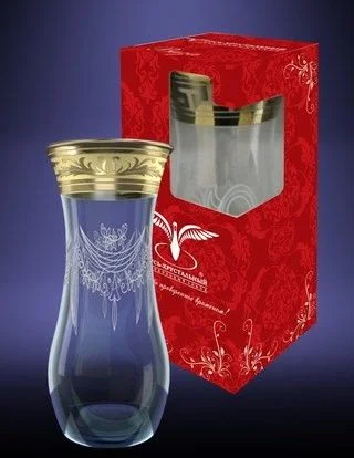 ГУСЬ ХРУСТАЛЬНЫЙ Ваза Русский узор 260мм. GE09-3737