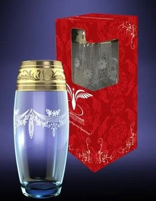 ГУСЬ ХРУСТАЛЬНЫЙ Ваза Русский узор 260мм. GE09-3966