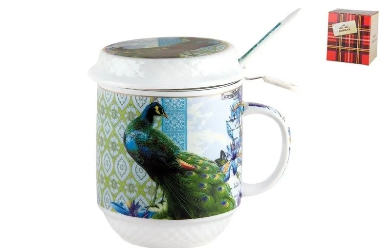 КОРАЛЛ Кружка для заваривания 325мл. Павлин M-018W