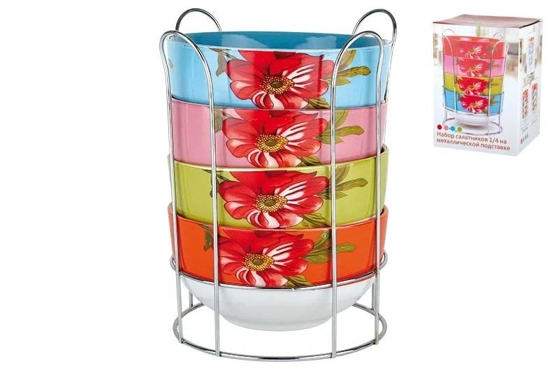 КОРАЛЛ Набор салатников 1/4пр. Красный цветок ST41/D1560