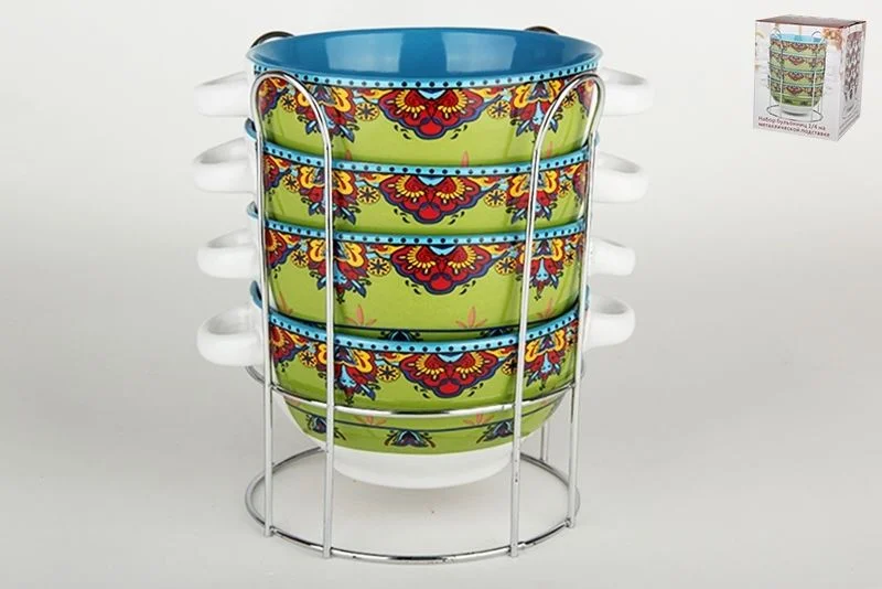 КОРАЛЛ Набор бульонниц Цветочный узор 4пр. ST1298/D1609