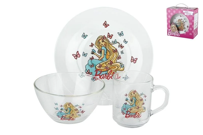 КОРАЛЛ Набор посуды д/завтрака 3 пр. Барби 55029SETB