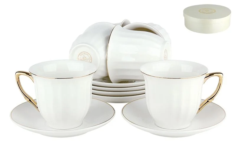 КОРАЛЛ Набор чайный 12пр. Золотой лед ребристый VZLR