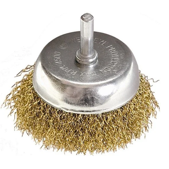 Matrix Щетка для дрели, 65 мм, чашка со шпилькой, латунированная витая проволока 74477