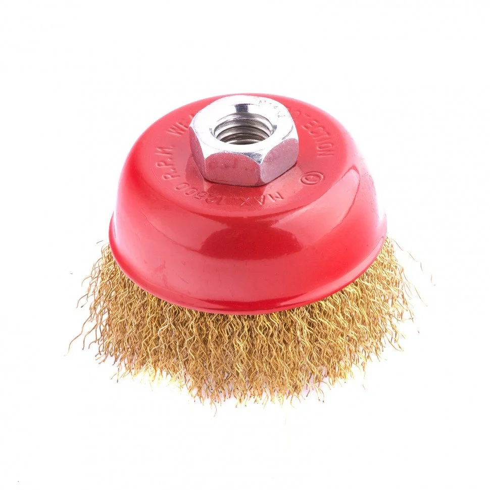 Matrix Щетка для УШМ, 75 мм, М14, чашка, латунированная витая проволока 74604