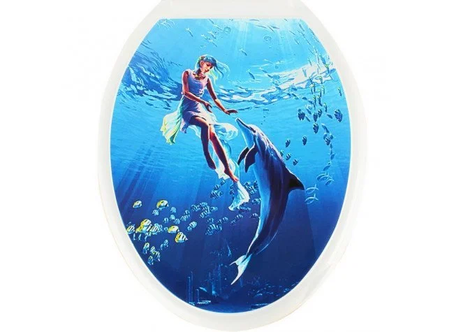 РОССПЛАСТ Сиденье для унитаза Девушка с дельфином РП 813 ДД белый