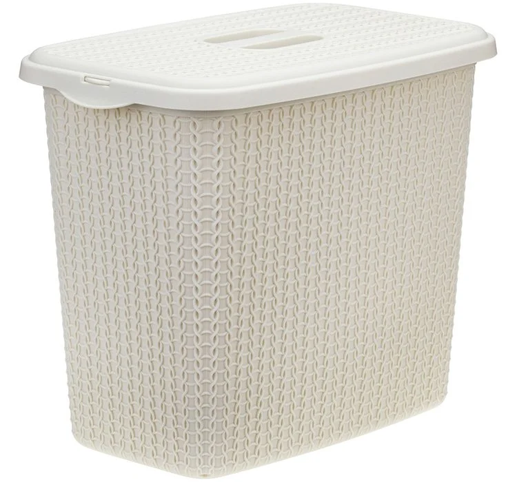 М-ПЛАСТИКА Контейнер для стирального порошка 6л. ВЯЗАНИЕ М 1244 белый ротанг