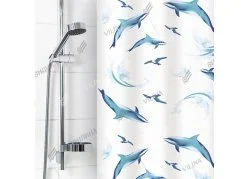 VILINA Занавес для ванной комнаты 180 x 180 см Дельфины 6984 белый