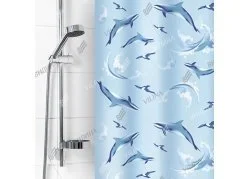 VILINA Занавес для ванной комнаты 180 x 180 см Дельфины 6984 голубой